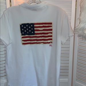 Polo shirt w/ American flag on back